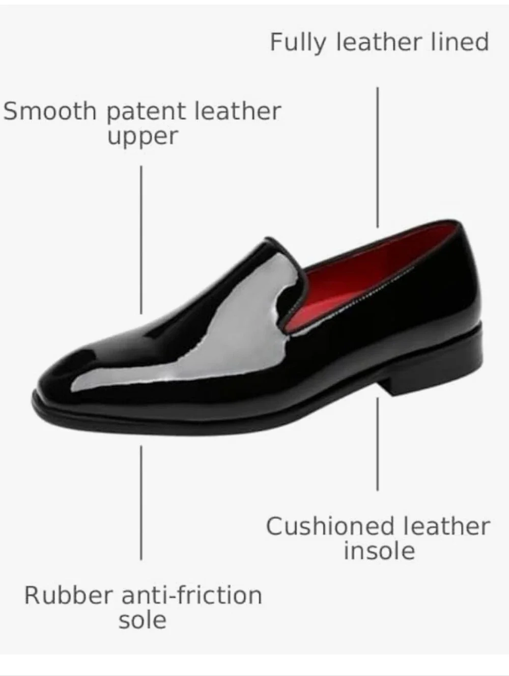 ELANROMAN Men's Patent Leather Loafers Black Dress Wedding Shoes US 12 EU 47 New